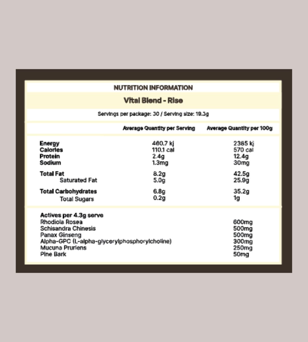RISE - CACAO & NOOTROPIC BLEND (30 SERVES)
